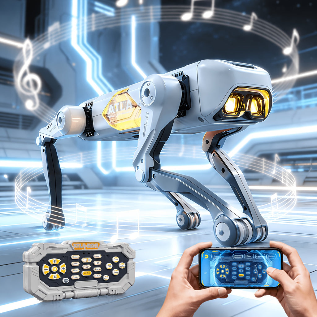 Perro Robot Inteligente Perro Acrbata con Control Remoto de 24GHz Compatible con Control de Voz por IA se Conecta a Smartphones con Reproduccin de Msica Efectos de Luz y Funciones de Baile Compatible con Programacin un Regalo Ideal para Famili