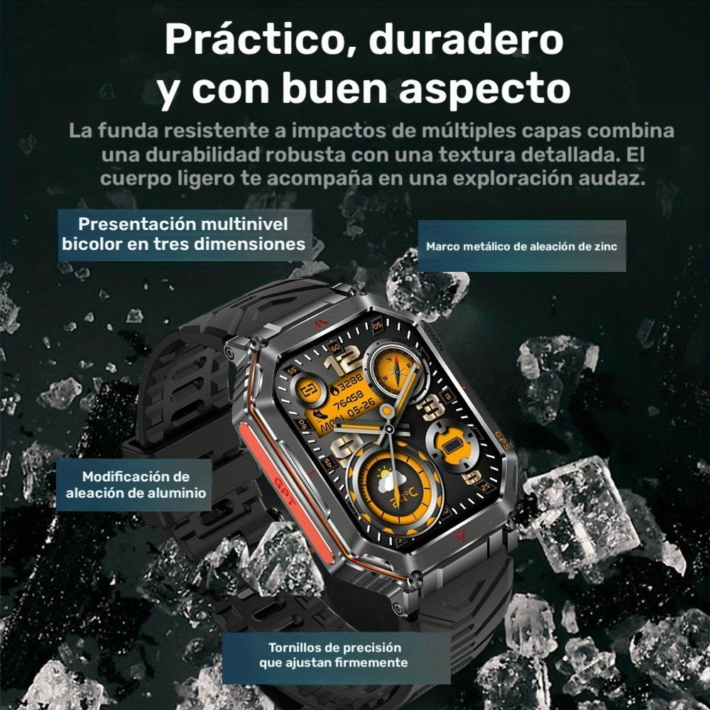 Smartwatch de Aventura al Aire Libre Diseo de Cuerpo Totalmente Metlico Robusto y Duradero GPS Incorporado para Posicionamiento Preciso IPX8 a Prueba de Agua Brjula con Altmetro y Barmetro con Linterna LED Admite Hacer y Recibir Llamadas Reco